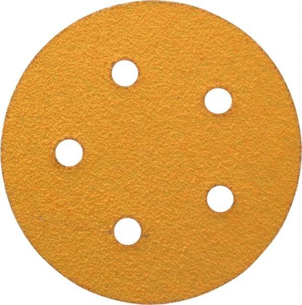 Made in USA - 5" Diam, 40 Grit, Aluminum Oxide Hook & Loop Disc - Coarse Grade, Coated, E Weight Paper Backing, - Industrial Tool & Supply