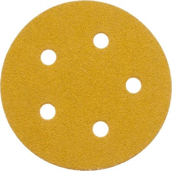 Made in USA - 5" Diam, 60 Grit, Aluminum Oxide Hook & Loop Disc - Medium Grade, Coated, E Weight Paper Backing, - Industrial Tool & Supply
