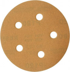 Made in USA - 5" Diam, 120 Grit, Aluminum Oxide Hook & Loop Disc - Fine Grade, Coated, C Weight Paper Backing, - Industrial Tool & Supply