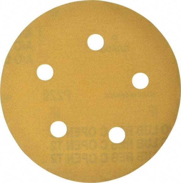 Made in USA - 5" Diam, 220 Grit, Aluminum Oxide Hook & Loop Disc - Very Fine Grade, Coated, C Weight Paper Backing, - Industrial Tool & Supply