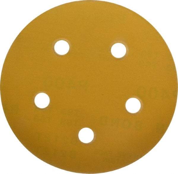 Made in USA - 5" Diam, 400 Grit, Aluminum Oxide Hook & Loop Disc - Super Fine Grade, Coated, C Weight Paper Backing, - Industrial Tool & Supply
