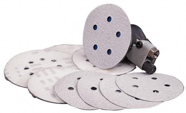 Made in USA - 5" Diam, 180 Grit, Silicon Carbide Hook & Loop Disc - Very Fine Grade, Coated, B Weight Paper Backing, - Industrial Tool & Supply