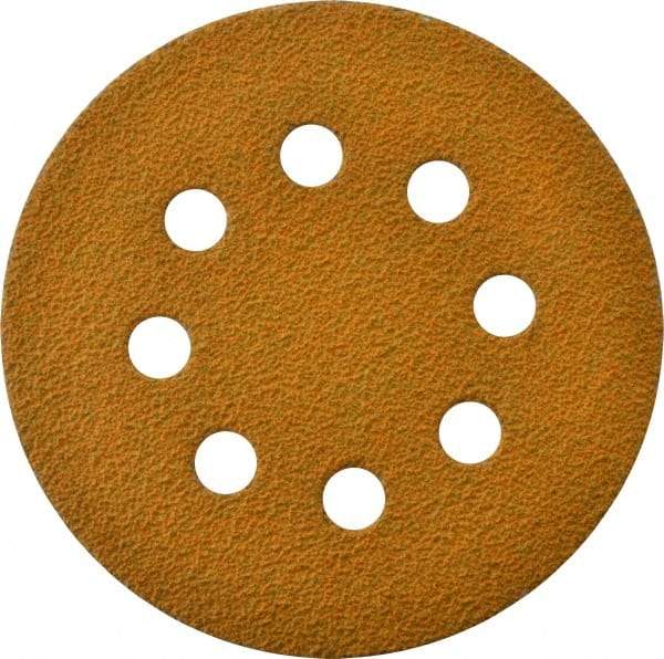 Made in USA - 5" Diam, 40 Grit, Aluminum Oxide Hook & Loop Disc - Coarse Grade, Coated, E Weight Paper Backing, - Industrial Tool & Supply