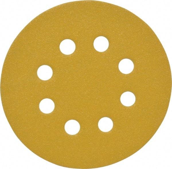 Made in USA - 5" Diam, 100 Grit, Aluminum Oxide Hook & Loop Disc - Fine Grade, Coated, C Weight Paper Backing, - Industrial Tool & Supply