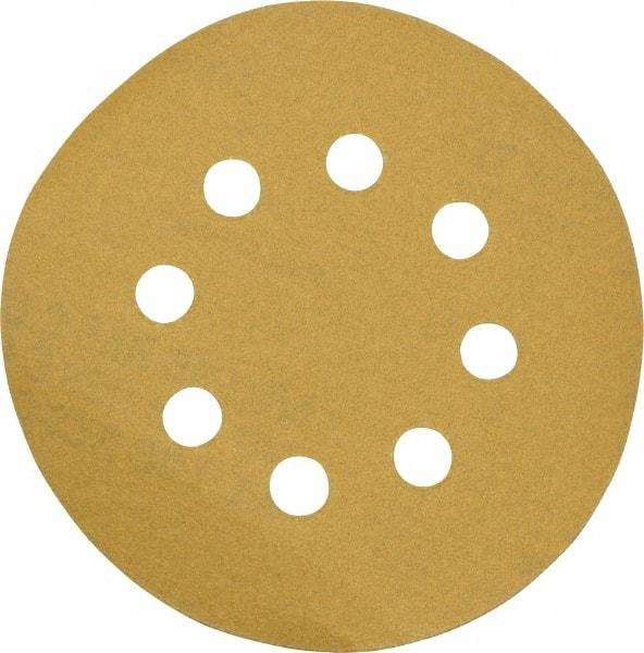 Made in USA - 5" Diam, 120 Grit, Aluminum Oxide Hook & Loop Disc - Fine Grade, Coated, C Weight Paper Backing, - Industrial Tool & Supply