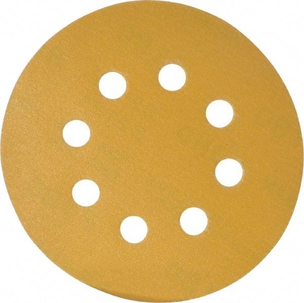 Made in USA - 5" Diam, 180 Grit, Aluminum Oxide Hook & Loop Disc - Very Fine Grade, Coated, C Weight Paper Backing, - Industrial Tool & Supply