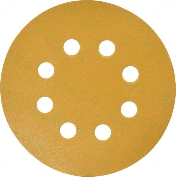 Made in USA - 5" Diam, 220 Grit, Aluminum Oxide Hook & Loop Disc - Very Fine Grade, Coated, C Weight Paper Backing, - Industrial Tool & Supply