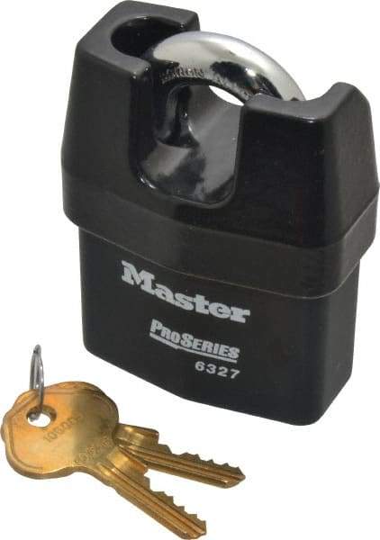 Master Lock - 3/4" Shackle Clearance, Keyed Alike Padlock - 7/16" Shackle Width, 7/16" Shackle Diam, Laminated Steel - Industrial Tool & Supply