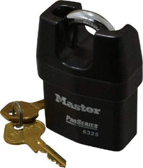Master Lock - 3/4" Shackle Clearance, Keyed Alike Padlock - 3/8" Shackle Width, 3/8" Shackle Diam, Laminated Steel - Industrial Tool & Supply
