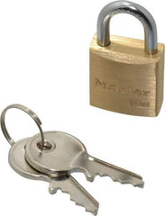 Master Lock - 7/16" Shackle Clearance, Keyed Alike Padlock - 5/32" Shackle Diam, Brass - Industrial Tool & Supply