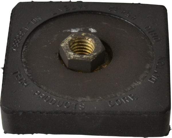 Tech Products - 350 Lb Capacity, 1/2-13 Thread, 5/8" OAL, Steel Stud, Tapped Pivotal Socket Mount Leveling Pad & Mount - 3" Base Diam, Neoprene Pad - Industrial Tool & Supply