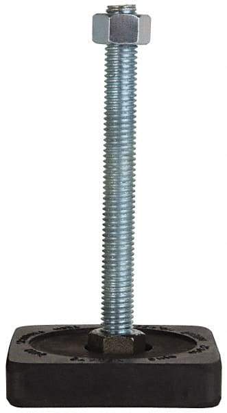 Tech Products - 700 Lb Capacity, 1/2-13 Thread, Steel Stud, Studded Pivotal Socket Mount Leveling Pad & Mount - 5" Stud Length, 3" Base Diam, Neoprene Pad - Industrial Tool & Supply