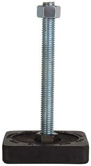 Tech Products - 700 Lb Capacity, 1/2-13 Thread, Steel Stud, Studded Pivotal Socket Mount Leveling Pad & Mount - 5" Stud Length, 3" Base Diam, Neoprene Pad - Industrial Tool & Supply