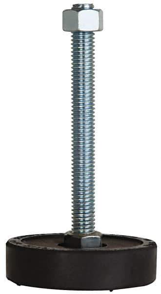 Tech Products - 1000 Lb Capacity, 1/2-13 Thread, Steel Stud, Studded Pivotal Socket Mount Leveling Pad & Mount - 5" Stud Length, 3" Base Diam, Neoprene Pad - Industrial Tool & Supply