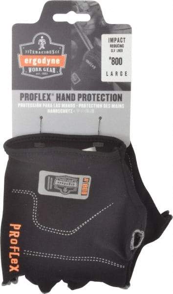 Ergodyne - Size L/XL (9) Cotton Spandex Anti-Vibration/Impact Protection Work Gloves - For Mechanic's & Lifting, Uncoated, Slip-On Cuff, Half Fingered, Black, Paired - Industrial Tool & Supply