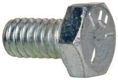 Made in USA - 1/4-20 UNC, 1/2" Length Under Head Hex Head Cap Screw - Fully Threaded, Grade 5 Steel, Zinc-Plated Finish, 7/16" Hex - Industrial Tool & Supply