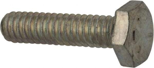 Made in USA - 1/4-20 UNC, 1" Length Under Head Hex Head Cap Screw - Fully Threaded, Grade 5 Steel, Zinc-Plated Finish, 7/16" Hex - Industrial Tool & Supply