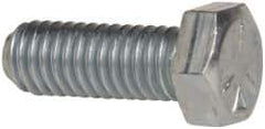Made in USA - 3/8-16 UNC, 1" Length Under Head Hex Head Cap Screw - Fully Threaded, Grade 5 Steel, Zinc-Plated Finish, 9/16" Hex - Industrial Tool & Supply