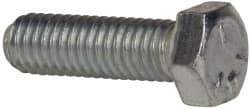 Made in USA - 3/8-16 UNC, 1-1/4" Length Under Head Hex Head Cap Screw - Fully Threaded, Grade 5 Steel, Zinc-Plated Finish, 9/16" Hex - Industrial Tool & Supply