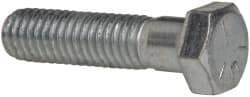 Value Collection - 3/8-16 UNC, 1-1/2" Length Under Head Hex Head Cap Screw - Partially Threaded, Grade 5 Steel, Zinc-Plated Finish, 9/16" Hex - Industrial Tool & Supply