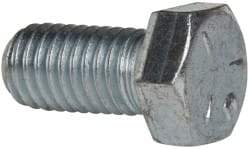 Made in USA - 1/2-13 UNC, 1" Length Under Head Hex Head Cap Screw - Fully Threaded, Grade 5 Steel, Zinc-Plated Finish, 3/4" Hex - Industrial Tool & Supply