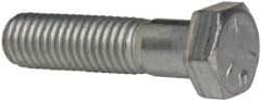 Made in USA - 1/2-13 UNC, 2" Length Under Head Hex Head Cap Screw - Partially Threaded, Grade 5 Steel, Zinc-Plated Finish, 3/4" Hex - Industrial Tool & Supply