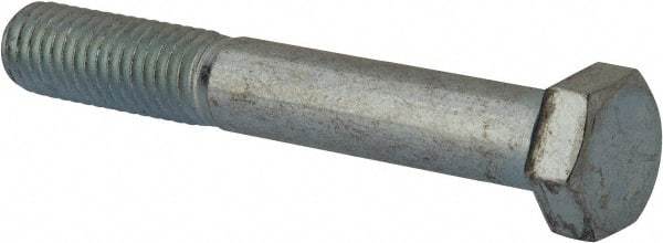Value Collection - 1/2-13 UNC, 3-1/2" Length Under Head Hex Head Cap Screw - Partially Threaded, Grade 5 Steel, Zinc-Plated Finish, 3/4" Hex - Industrial Tool & Supply