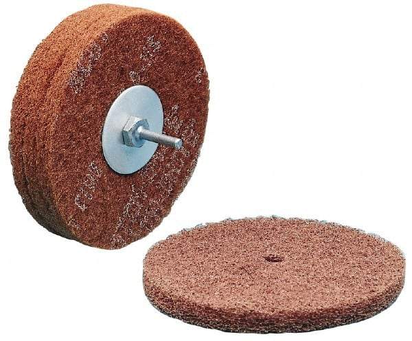 3M - 8" Medium Grade Deburring Disc - 5/8" Center Hole, Arbor Connection, Maroon, 3,000 Max RPM - Industrial Tool & Supply