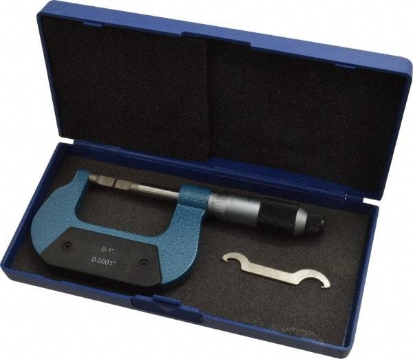Value Collection - 0" to 1" Mechanical Enamel Coated Blade Micrometer - 0.0001" Graduation, 0.0276" Blade Thickness, Ratchet-Friction Thimble - Industrial Tool & Supply