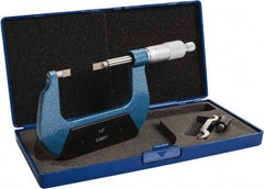 Value Collection - 1" to 2" Mechanical Enamel Coated Blade Micrometer - 0.0001" Graduation, 0.0276" Blade Thickness, Ratchet-Friction Thimble - Industrial Tool & Supply