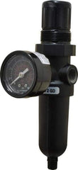 Norgren - 1/4" NPT Port Miniature 1 Piece Filter/Regulator FRL Unit - Metal Bowl, 14 SCFM, 250 Max psi, 6.44" High x 1.63" Long, Automatic Drain - Industrial Tool & Supply