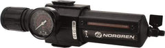 Norgren - 1/2" NPT Port Standard 1 Piece Filter/Regulator FRL Unit - Metal Bowl, 212 SCFM, 250 Max psi, 11.93" High x 3.15" Long, Manual Drain - Industrial Tool & Supply