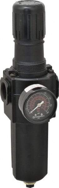 Norgren - 3/4" NPT Port Standard 1 Piece Filter/Regulator FRL Unit - Metal Bowl, 212 SCFM, 250 Max psi, 11.93" High x 3.15" Long, Automatic Drain - Industrial Tool & Supply