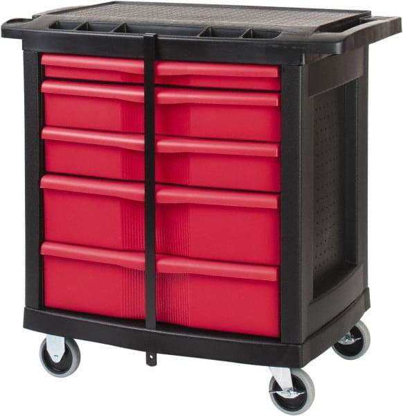 Rubbermaid - 250 Lb Capacity, 5 Drawer Mobile Workstation - 30-1/2" Wide x 20-1/4" Deep x 33-5/8" High, Plastic - Industrial Tool & Supply