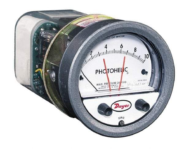 Dwyer - 25 Max psi, 2% Accuracy, NPT Thread Photohelic Pressure Switch - 1/8 Inch Thread, 5 Maximum PSI, 120°F Max - Industrial Tool & Supply