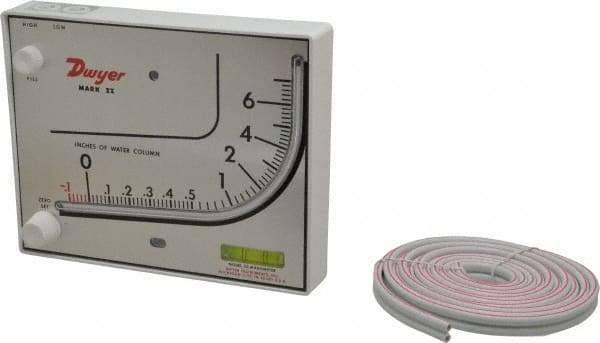 Dwyer - 15 Max psi, 3% Accuracy, Plastic Manometer - 15 Maximum PSI, 7 Inch Water Column, 140°F Max - Industrial Tool & Supply