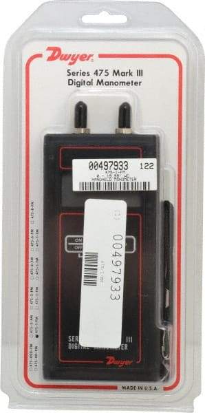 Dwyer - 11 Max psi, 0.5% Accuracy, Handheld Digital Manometer - 19.99 Inch Water Column, 122°F Max - Industrial Tool & Supply