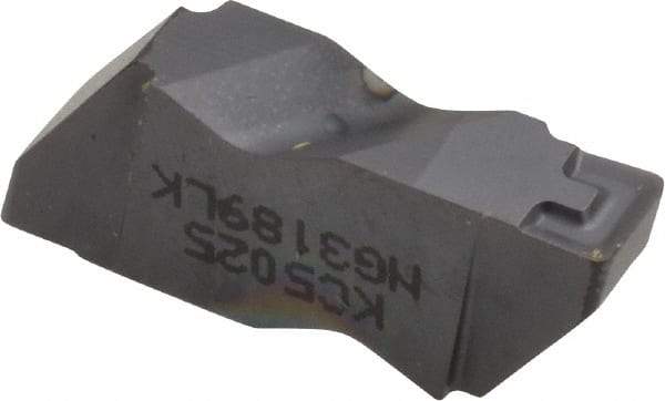 Kennametal - 3189NG K Grade KC5025, 4.8mm Cutting Width Carbide Grooving Insert - 3.81mm Max Depth of Cut, Left Hand, 0.57mm Corner Radius, TiAlN Finish - Industrial Tool & Supply