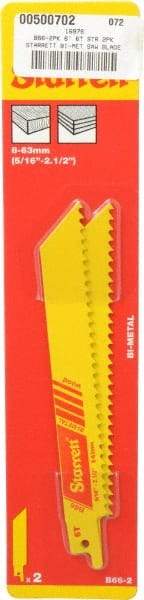 Starrett - 6" Long x 3/4" Thick, Bi-Metal Reciprocating Saw Blade - Straight Profile, 6 TPI, Toothed Edge, Universal Shank - Industrial Tool & Supply