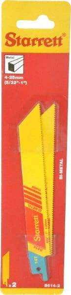 Starrett - 6" Long x 3/4" Thick, Bi-Metal Reciprocating Saw Blade - Straight Profile, 14 TPI, Toothed Edge, Universal Shank - Industrial Tool & Supply