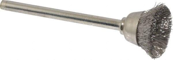 Anderson - 9/16" Diam, 1/8" Shank Diam, Stainless Steel Fill Cup Brush - 0.005 Wire Diam, 25,000 Max RPM - Industrial Tool & Supply