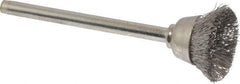 Anderson - 9/16" Diam, 1/8" Shank Diam, Stainless Steel Fill Cup Brush - 0.005 Wire Diam, 25,000 Max RPM - Industrial Tool & Supply