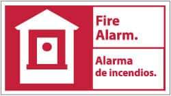 NMC - Fire Alarm, Rigid Plastic Fire Sign - 18" Wide x 10" High, English/Spanish - Industrial Tool & Supply