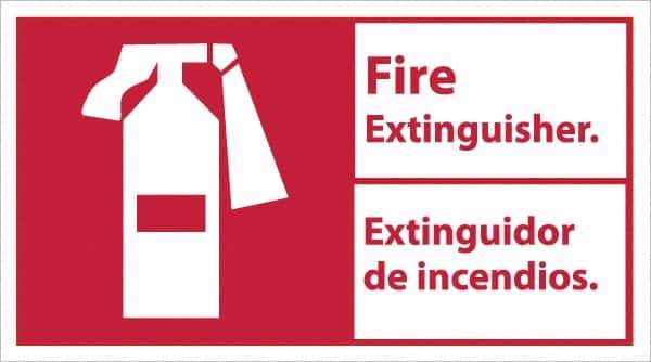 NMC - Fire Extinguisher, Pressure Sensitive Vinyl Fire Sign - 18" Wide x 10" High, English/Spanish - Industrial Tool & Supply