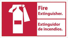 NMC - Fire Extinguisher, Pressure Sensitive Vinyl Fire Sign - 18" Wide x 10" High, English/Spanish - Industrial Tool & Supply
