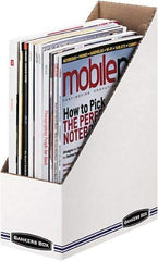 BANKERS BOX - White/Blue Magazine Stand - Corrugated Cardboard - Industrial Tool & Supply
