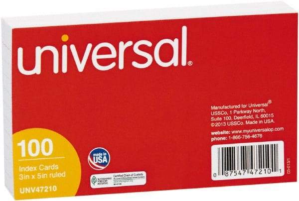 UNIVERSAL - 100 Index Cards - 3 x 5" - Industrial Tool & Supply