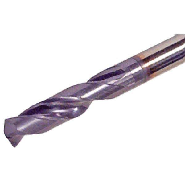 Iscar - 16.1mm 140° Spiral Flute Solid Carbide Screw Machine Drill Bit - TiAlN Finish, Right Hand Cut, 73mm Flute Length, 123mm OAL, Standard Point, Straight Shank - Industrial Tool & Supply