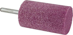 Grier Abrasives - 1-1/2" Head Diam x 2-1/2" Thickness, W240, Cylinder End, Aluminum Oxide Mounted Point - Pink, Medium Grade, 60 Grit, 10,500 RPM - Industrial Tool & Supply