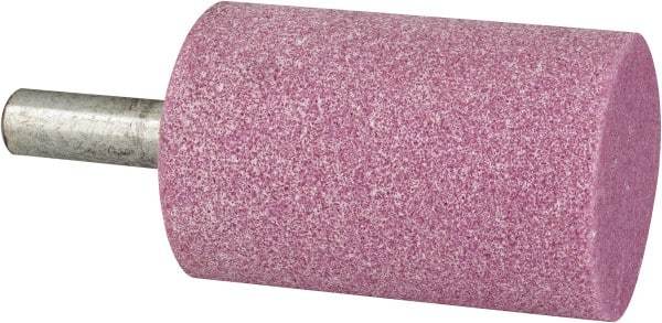 Grier Abrasives - 2" Head Diam x 3" Thickness, W246, Cylinder End, Aluminum Oxide Mounted Point - Pink, Medium Grade, 60 Grit, 16,500 RPM - Industrial Tool & Supply